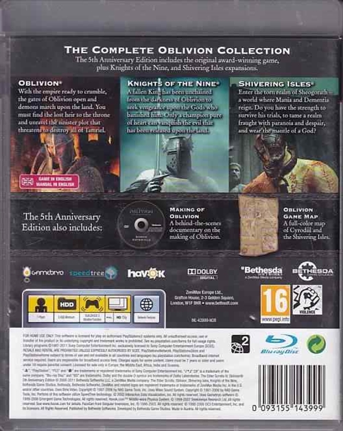 The Elder Scrolls IV Oblivion 5th Anniversary Edition -  PS3 (B Grade) (Genbrug)